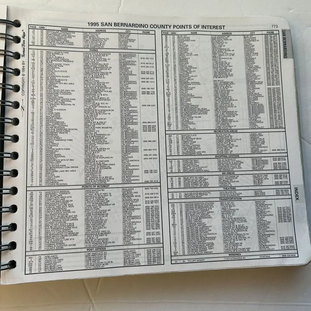 1995 San Bernardino Riverside counties California thomas guide street atlas